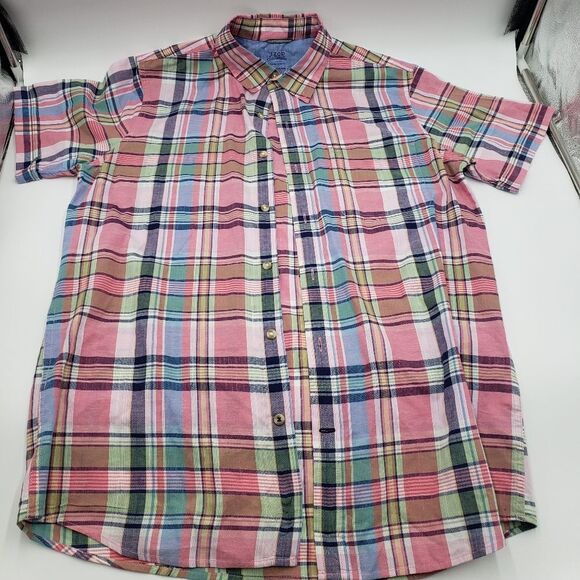 Other - Izod Saltwater Relaxed Classics Plaid Button Casual Pink Shirt Size Medium